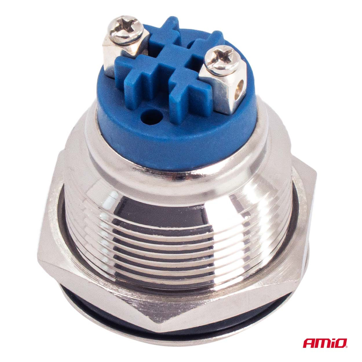 Rund metallströmbrytare ON/OFF 19 mm, 5 A, 12/230 V AMIO-04474