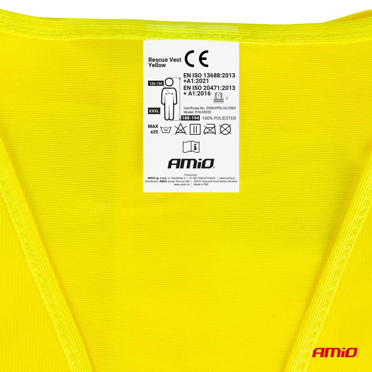Varselväst XXXL, gul AMIO-03935