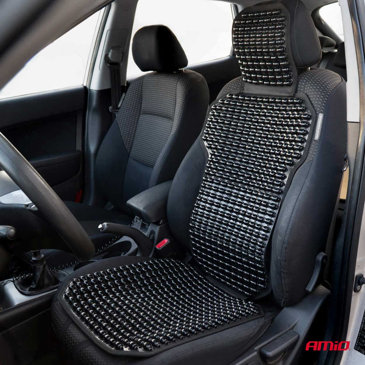 Bilbarnstolsmatta med pärlor 126 × 44 cm - svart