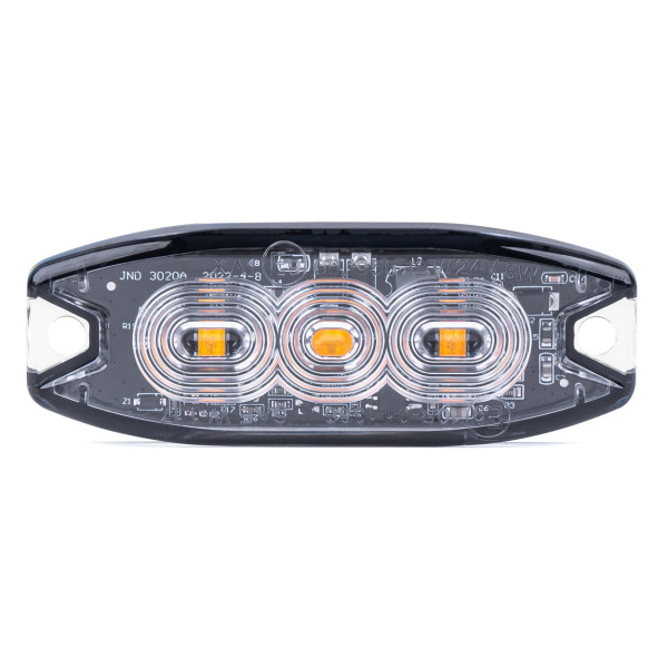 Platt LED-varningslampa Smal Gul 3x3W LED R65 R10 12/24V IP67 AMIO-02297