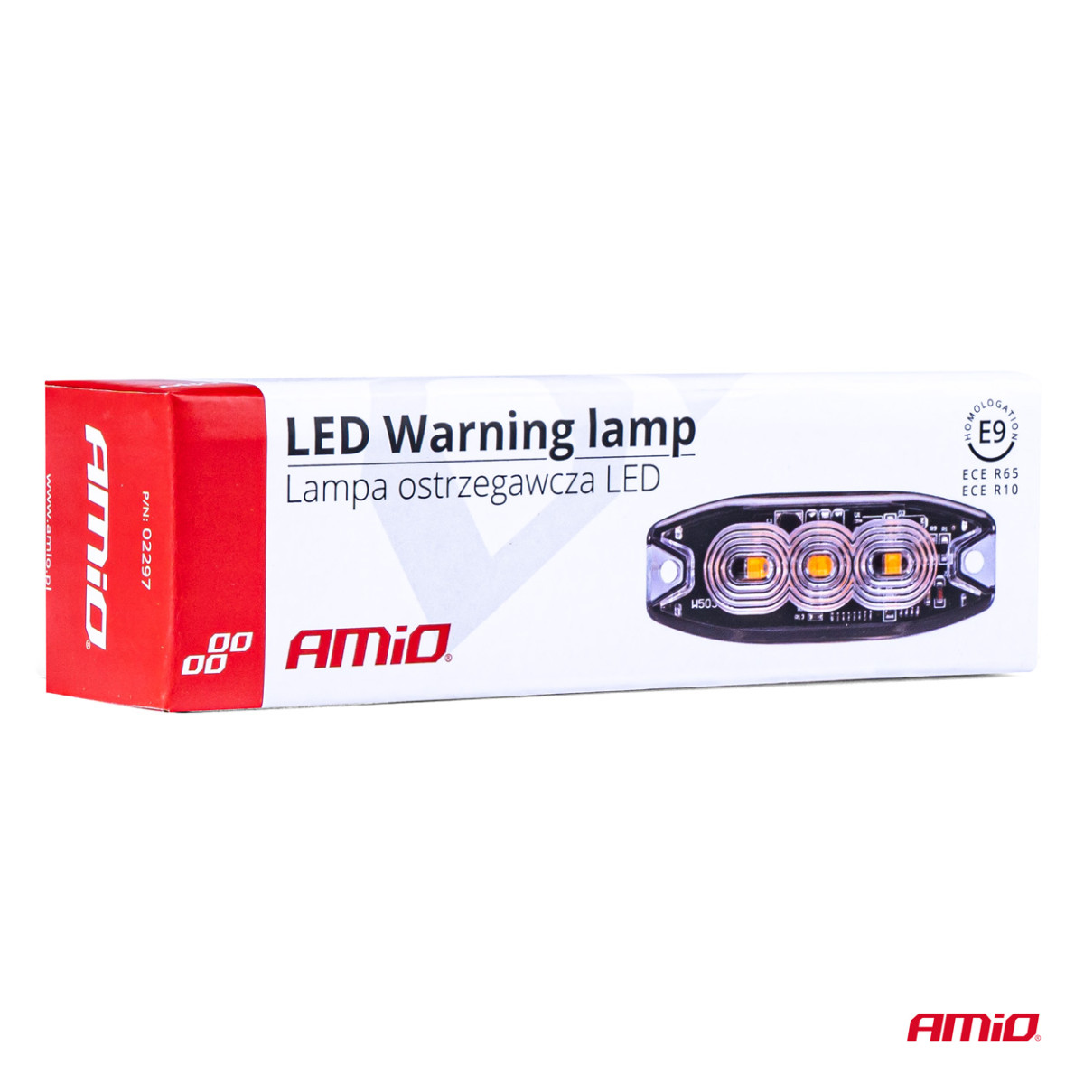 Platt LED-varningslampa Smal Gul 3x3W LED R65 R10 12/24V IP67 AMIO-02297