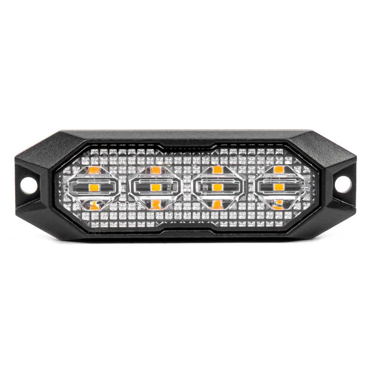 Platt LED-varningsblinkerslampa, orange, 4x3W, R65 R10, 12V/24V, IP6K9K AMIO-03929