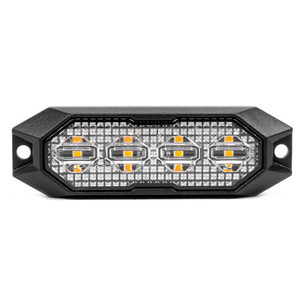 Platt LED-varningsblinkerslampa, orange, 4x3W, R65 R10, 12V/24V, IP6K9K AMIO-03929