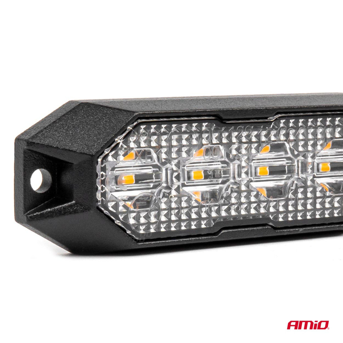 Platt LED-varningsblinkerslampa, orange, 4x3W, R65 R10, 12V/24V, IP6K9K AMIO-03929