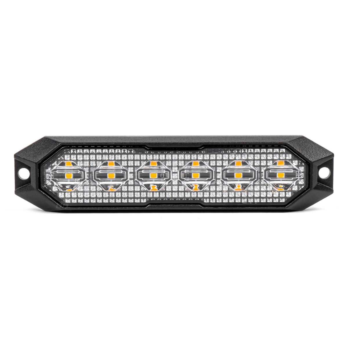 Platt LED-varningslampa 6x3W 12/24V R65 R10 AMIO-03930
