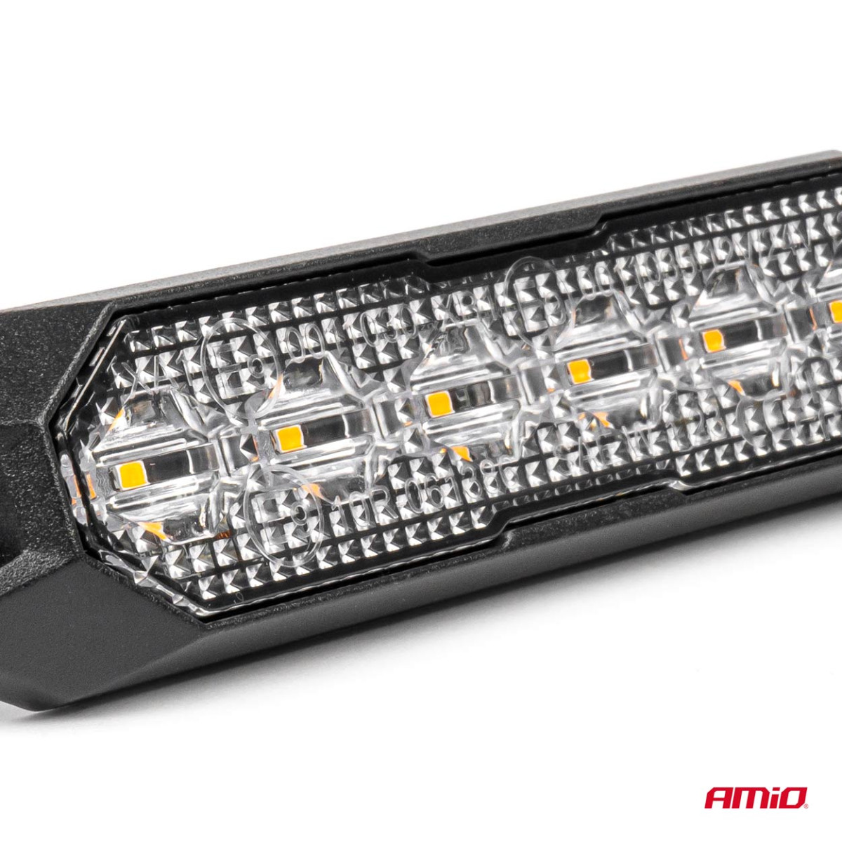 Platt LED-varningslampa 6x3W 12/24V R65 R10 AMIO-03930