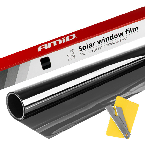 Solfilm för fönster Svart 30%, 0,5x3 m AMIO-01651