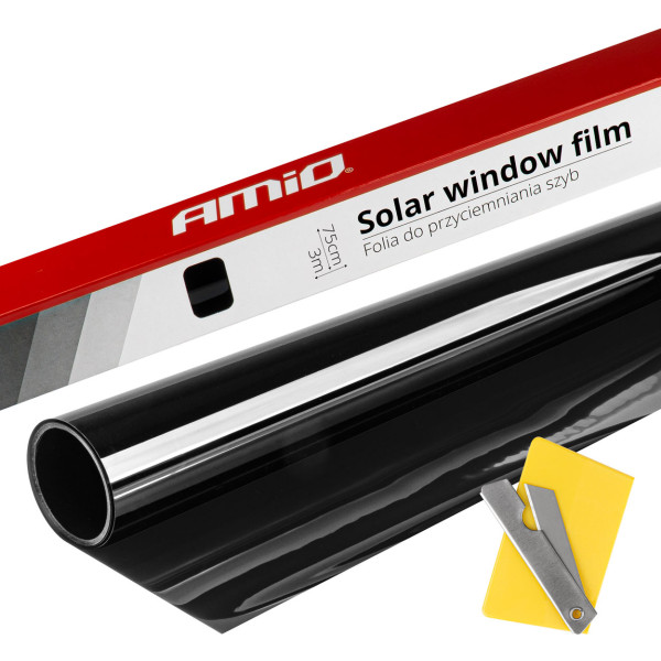 Solfilm för fönster Mörksvart 15%, 0,75x3 m AMIO-01656