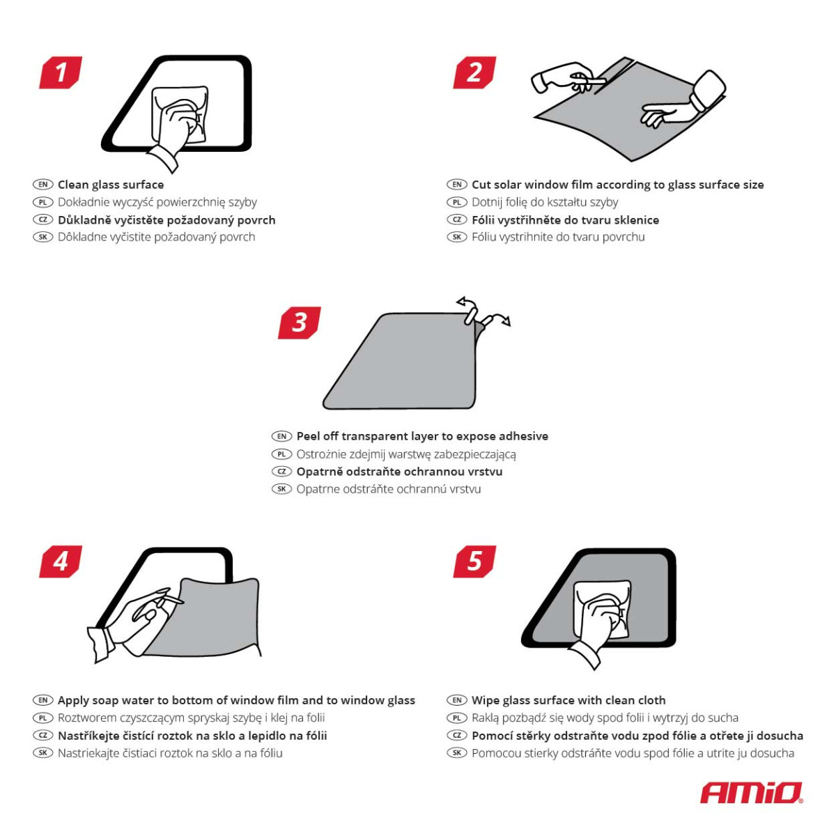 Solfilm ljussvart 60%, 0,5x3 m AMIO-01650