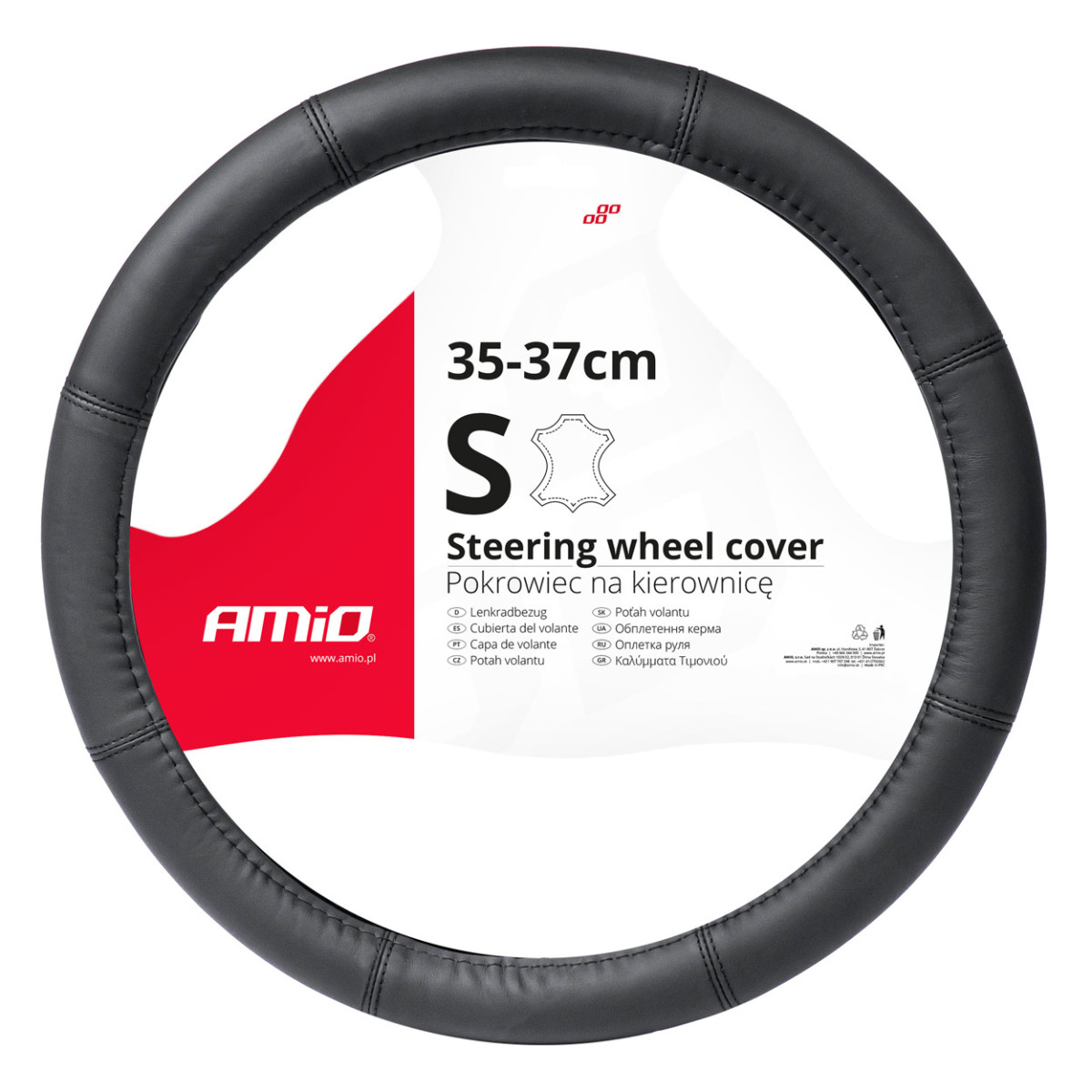 Rattöverdrag för bil 35-37 cm, äkta läder, SWC-48-S