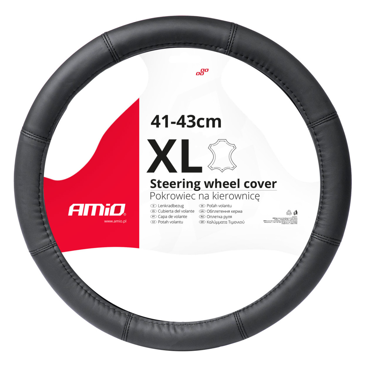 Rattöverdrag för bil, 41-43 cm, äkta läder, SWC-48-XL