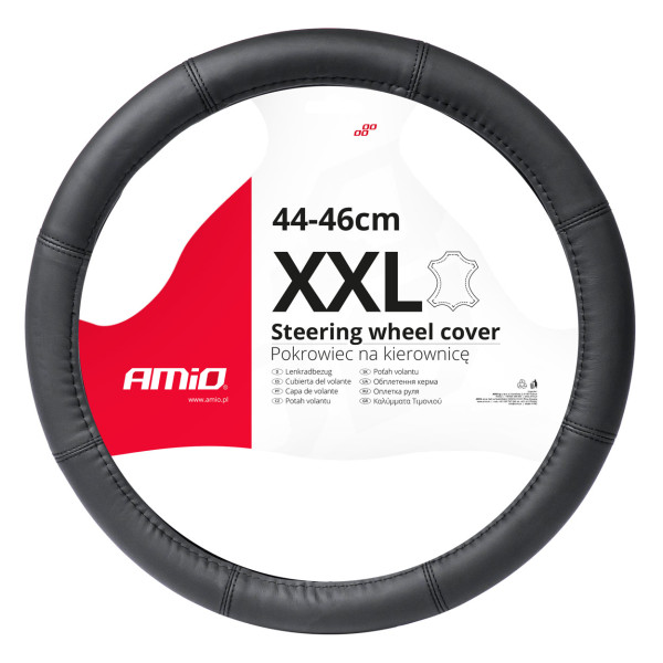 Rattöverdrag för bil 44-46 cm, äkta läder, SWC-48-XXL