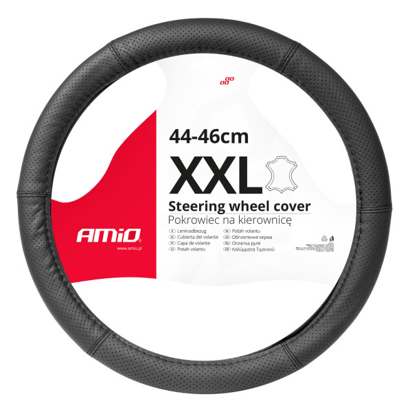 Rattöverdrag för bil 44-46 cm, äkta läder, SWC-50-XXL