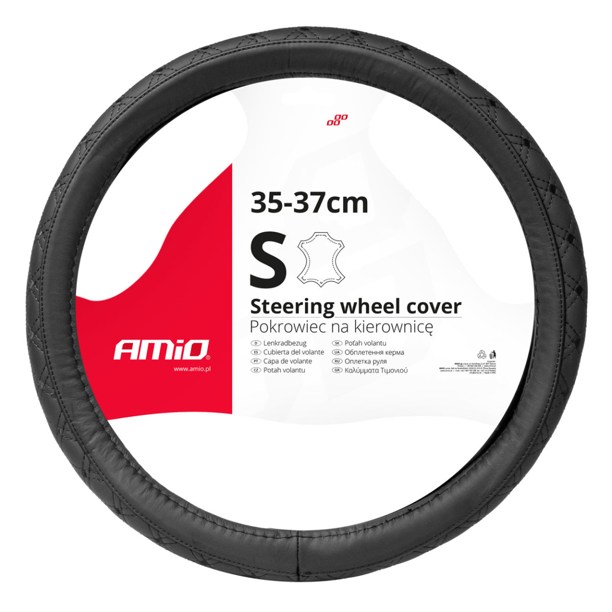 Rattöverdrag för bil 35-37 cm, äkta läder, SWC-51-S