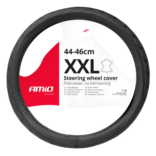 Rattöverdrag för bil 44-46 cm, äkta läder, SWC-51-XXL