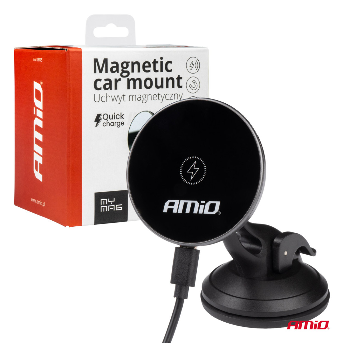 Telefonhållare med sugkopp och trådlös laddare 15W My Mag AMIO-03775
