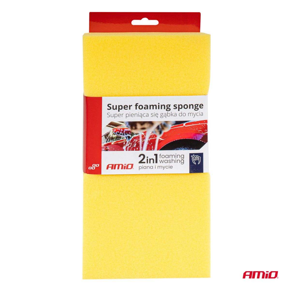 Biltvättssvamp, mjuk, superskummande, 28x14x7 mm AMiO-03842