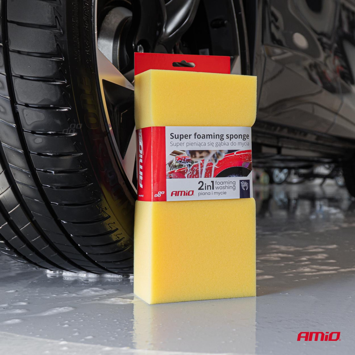 Biltvättssvamp, mjuk, superskummande, 28x14x7 mm AMiO-03842