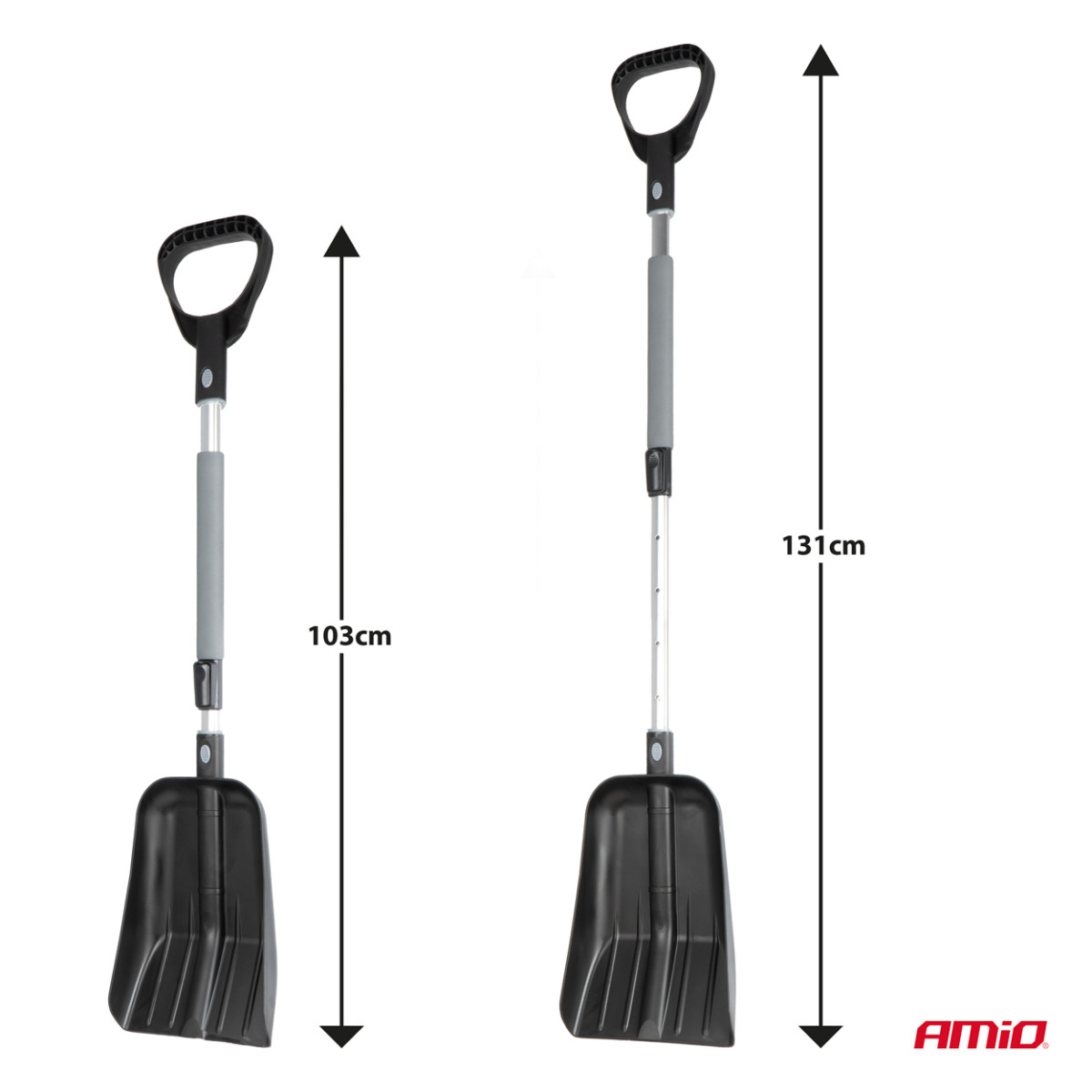 Teleskopisk snöskyffel med aluminiumblad 103–131 cm