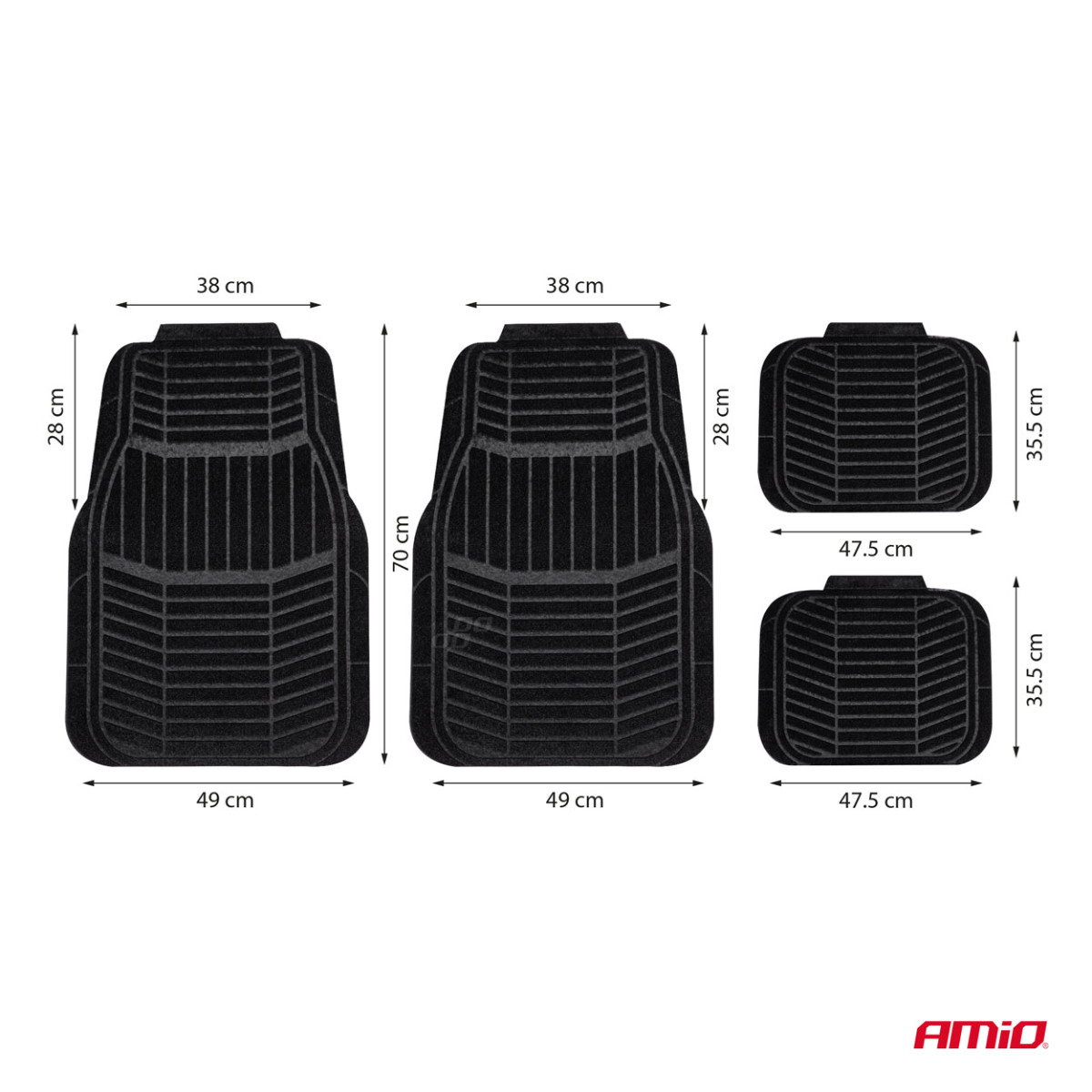 Universella textilmattor (velour) TCM-01, 73x49 cm / 38,5x47 cm AMIO-04695