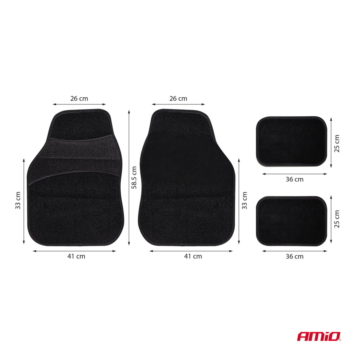 Universella textilmattor (velour) TCM-02, 59x42 cm / 27x36 cm AMIO-04696