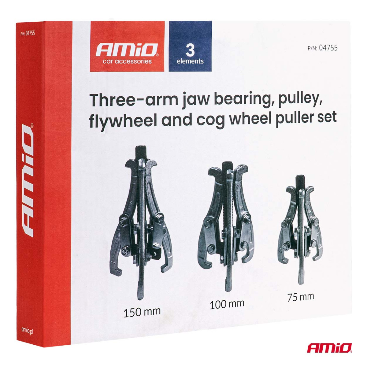 Trehandsverktygssats för lager, remskiva, svänghjul och kugghjul AMIO-04755