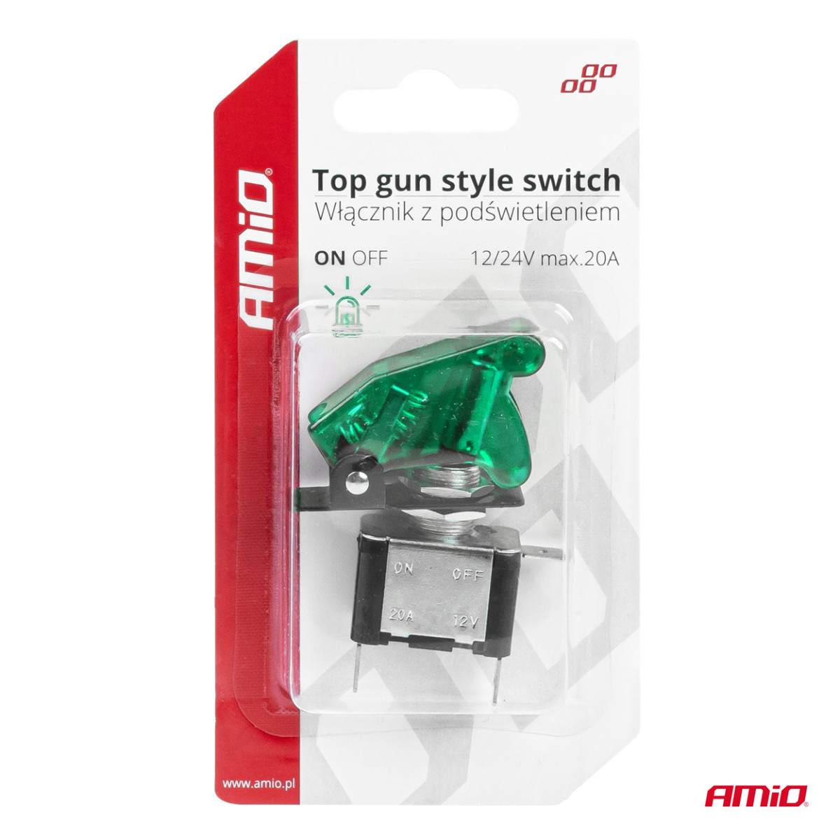 Top Gun-brytare med grön bakgrundsbelysning AMIO-03093