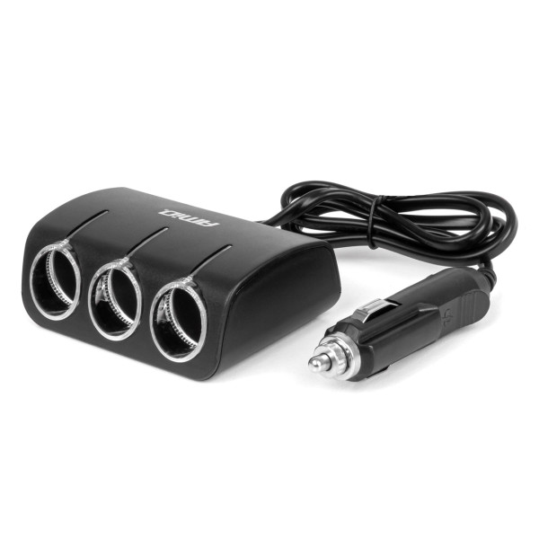 Tre-uttags cigarettändarförlängningssladd 12/24V 120W 80 cm AMIO-04359