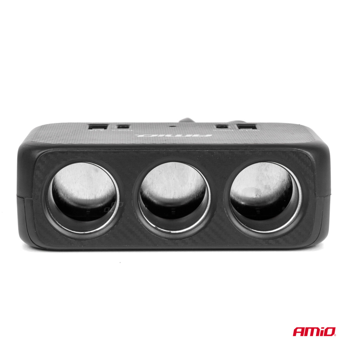 Treuttagsförlängningssladd med laddare 1x USB-A + 1x USB-C QC 4.0 12/24V 120W 80 cm AMIO-04365