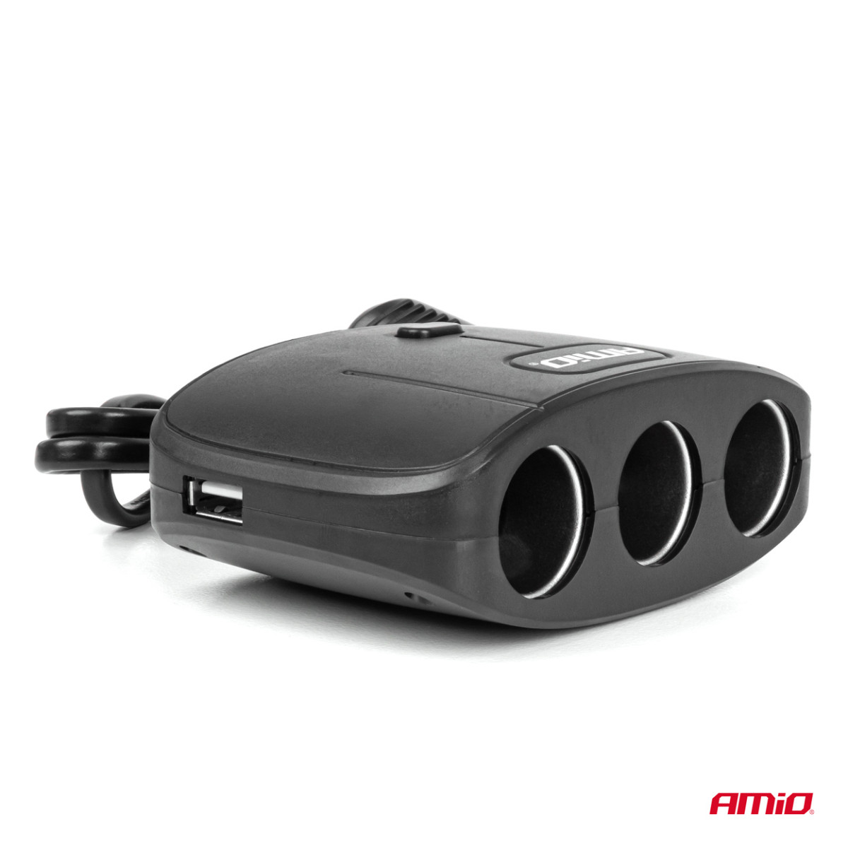 Treuttagsförlängningssladd med laddare och PÅ/AV-knapp 2x USB-A 12/24V 100W 70 cm AMIO-04362