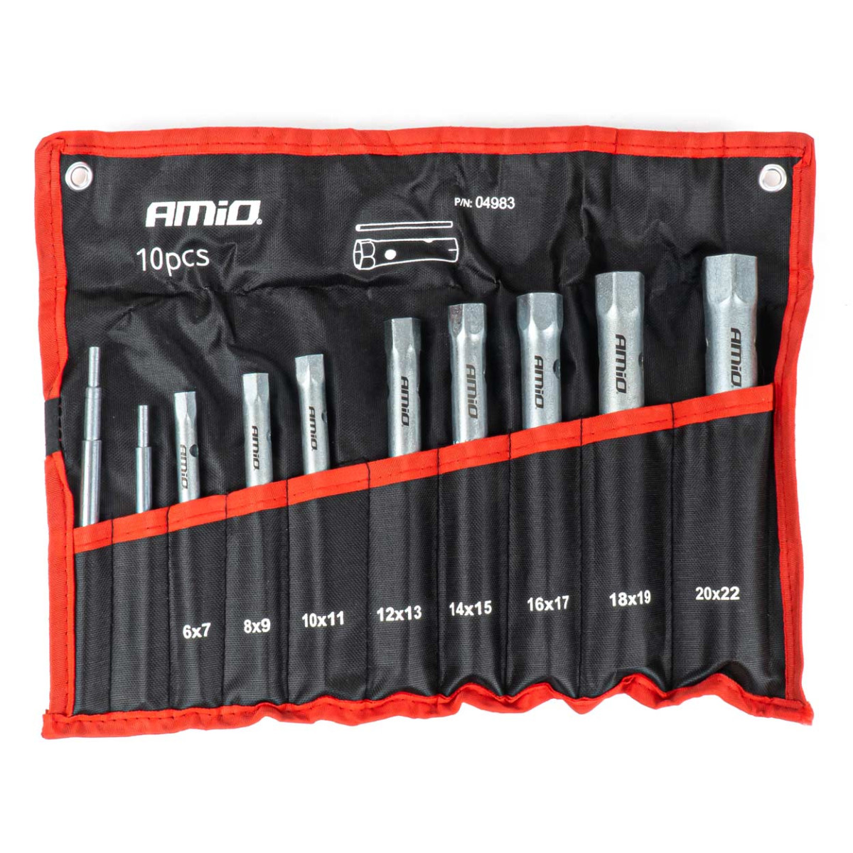 Hylsnyckelsats, 6 x 7–20 x 22 mm, 8 st., AMIO-04983