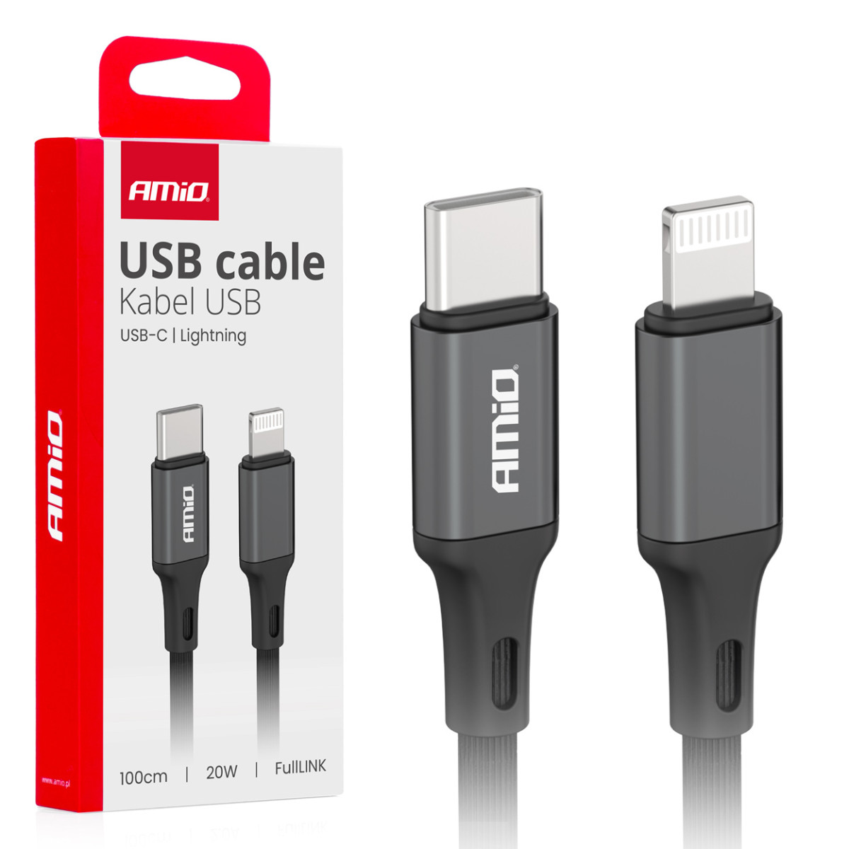 USB-C - Lightning-kabel PD 20W 100 cm FullLINK AMIO-03904