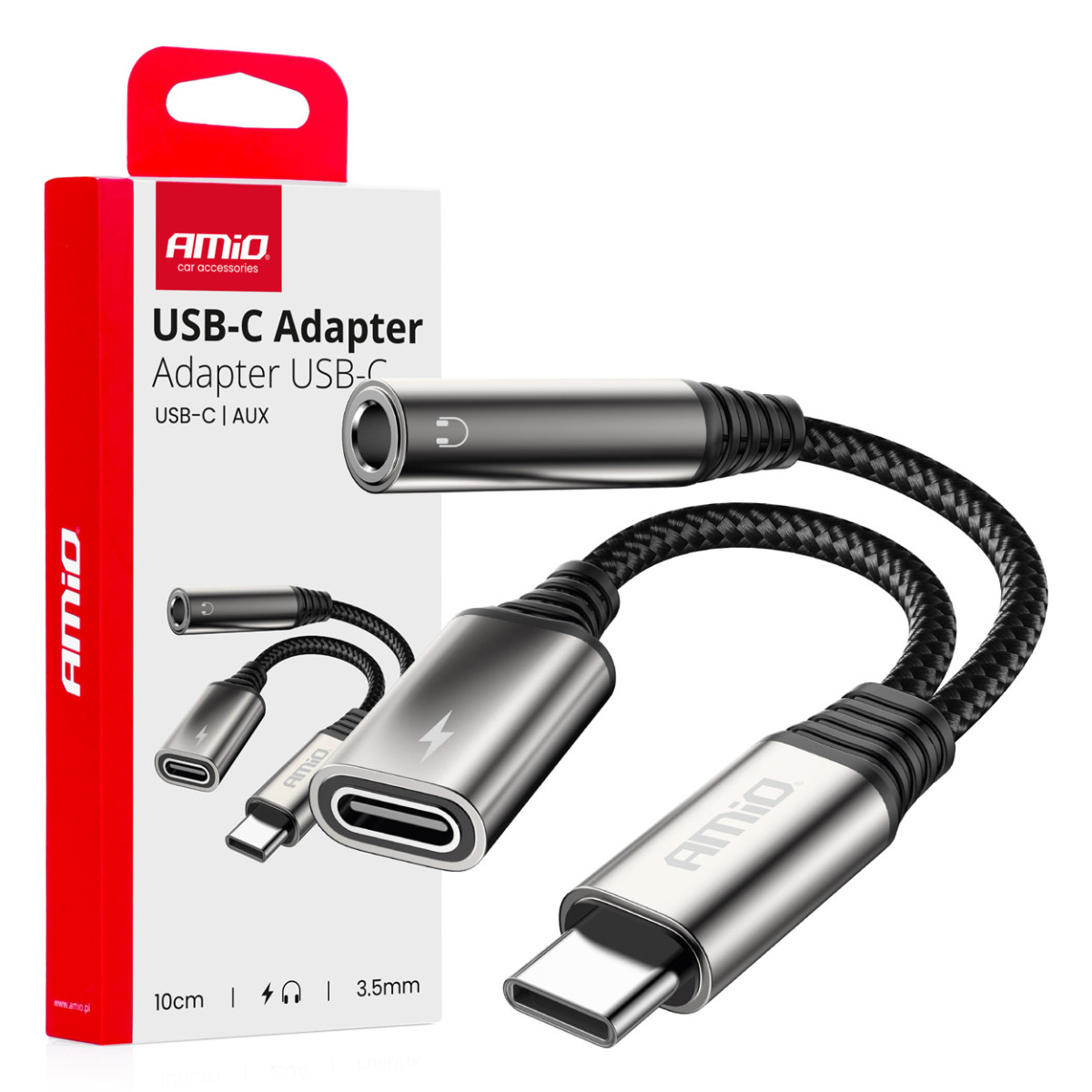 USB-C till USB-C + 3,5 mm minijack-adapter (hona) 10 cm AMIO-04295