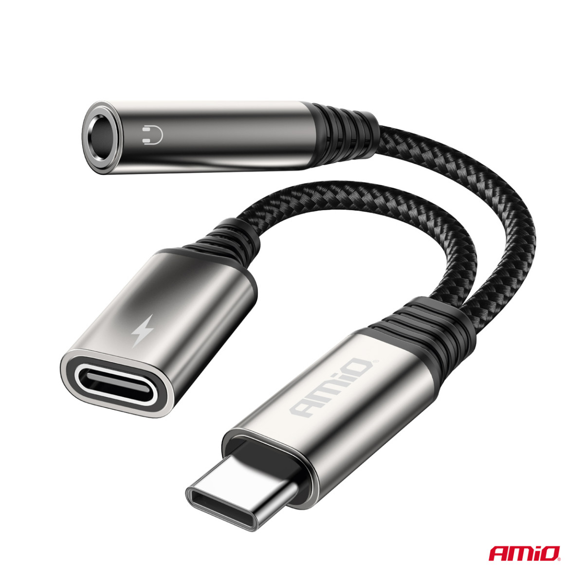 USB-C till USB-C + 3,5 mm minijack-adapter (hona) 10 cm AMIO-04295