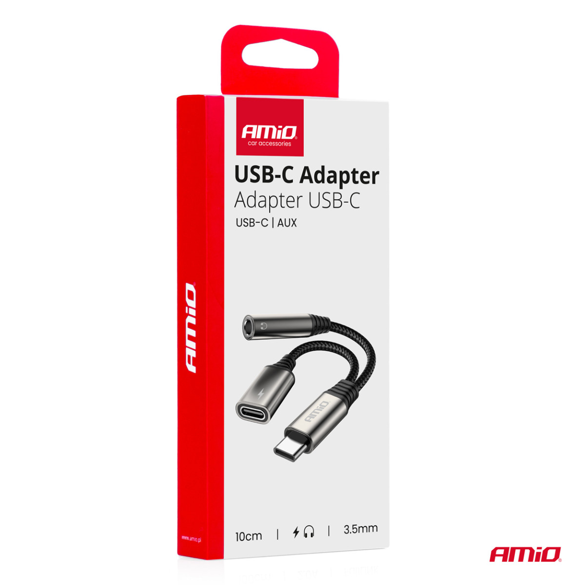 USB-C till USB-C + 3,5 mm minijack-adapter (hona) 10 cm AMIO-04295