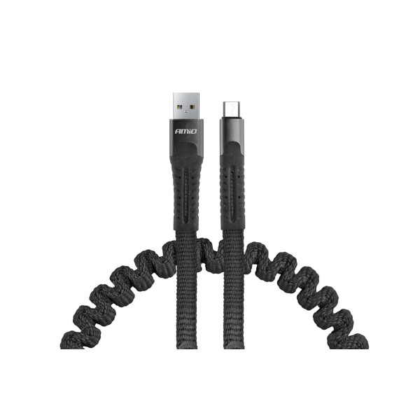 Kabel USB - micro USB, fjäderbelastad 120 cm UC-12 AMIO-02529