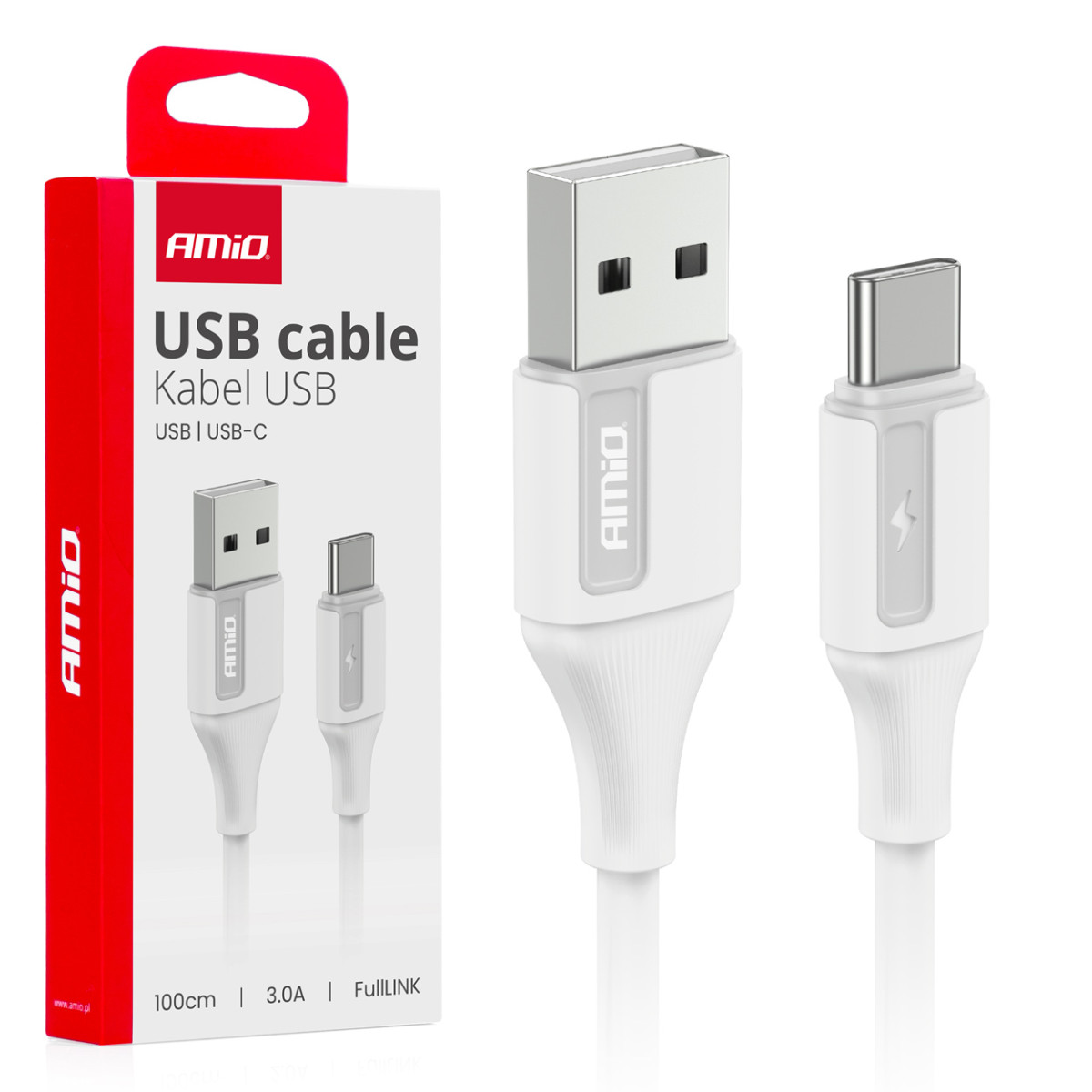 USB-A till USB-C-kabel 3A 100 cm FullLINK AMIO-03917