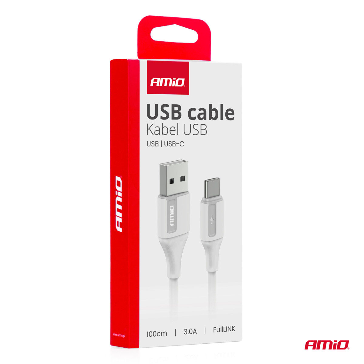 USB-A till USB-C-kabel 3A 100 cm FullLINK AMIO-03917