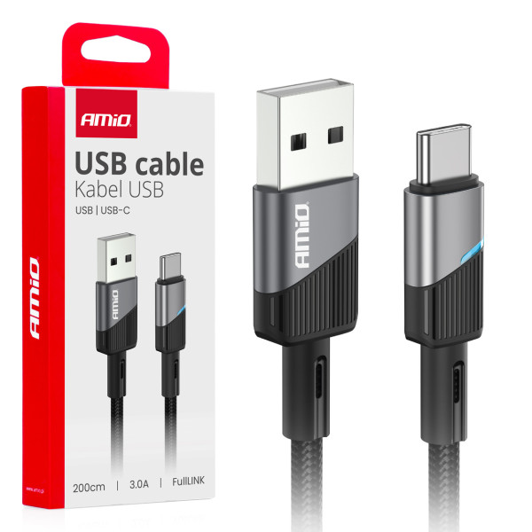 USB till USB-C-kabel 3A 200 cm FullLINK AMIO-03924
