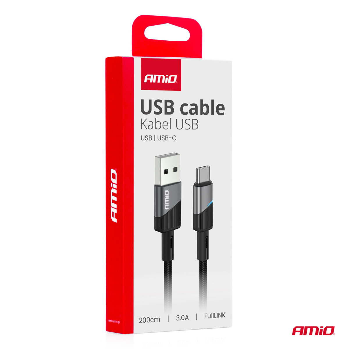 USB till USB-C-kabel 3A 200 cm FullLINK AMIO-03924