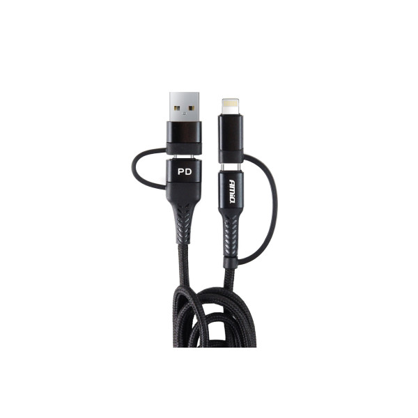 USB-C + Lightning + USB-kabel 1 m Strömförsörjning 3-i-1 AMIO UC-15