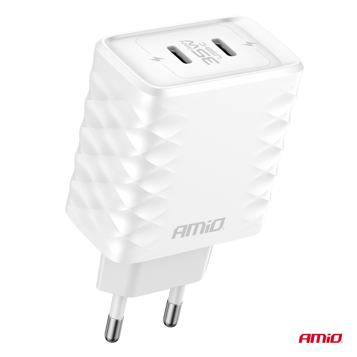 Väggladdare Snabbladdning 35W 2x USB-C AMIO-04288