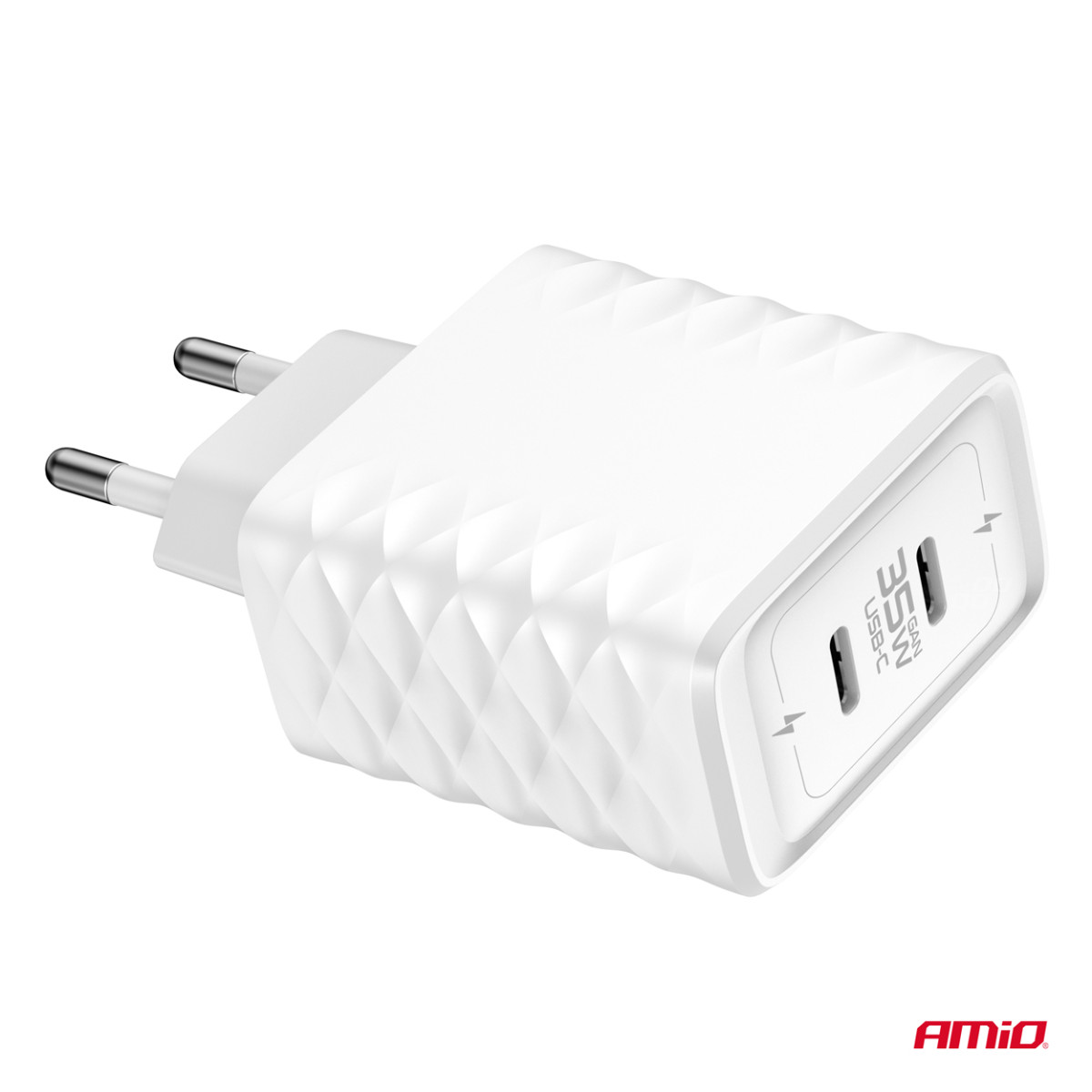 Väggladdare Snabbladdning 35W 2x USB-C AMIO-04288