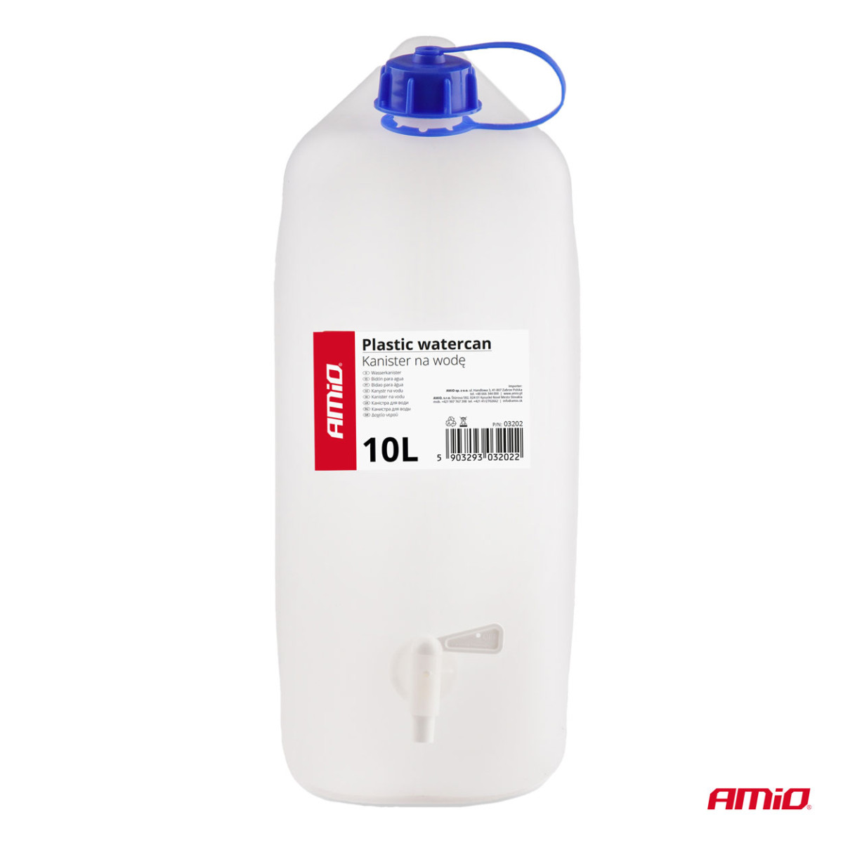 Plastvattentank med kran 10L AMIO-03202