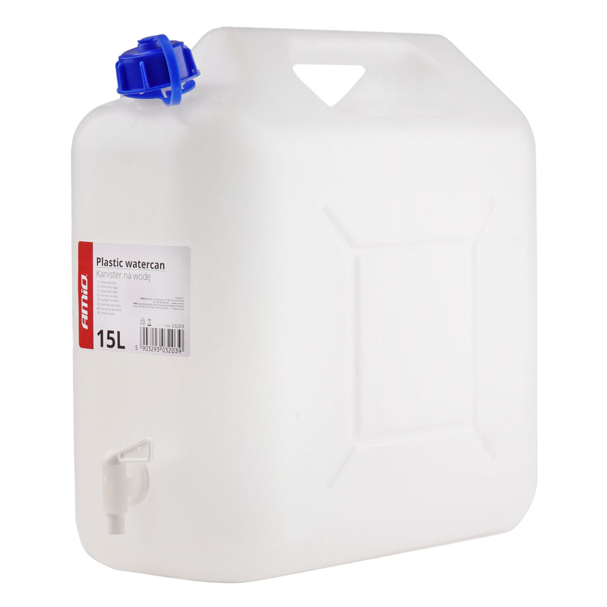 Plastvattentank med kran 15L AMIO-03203