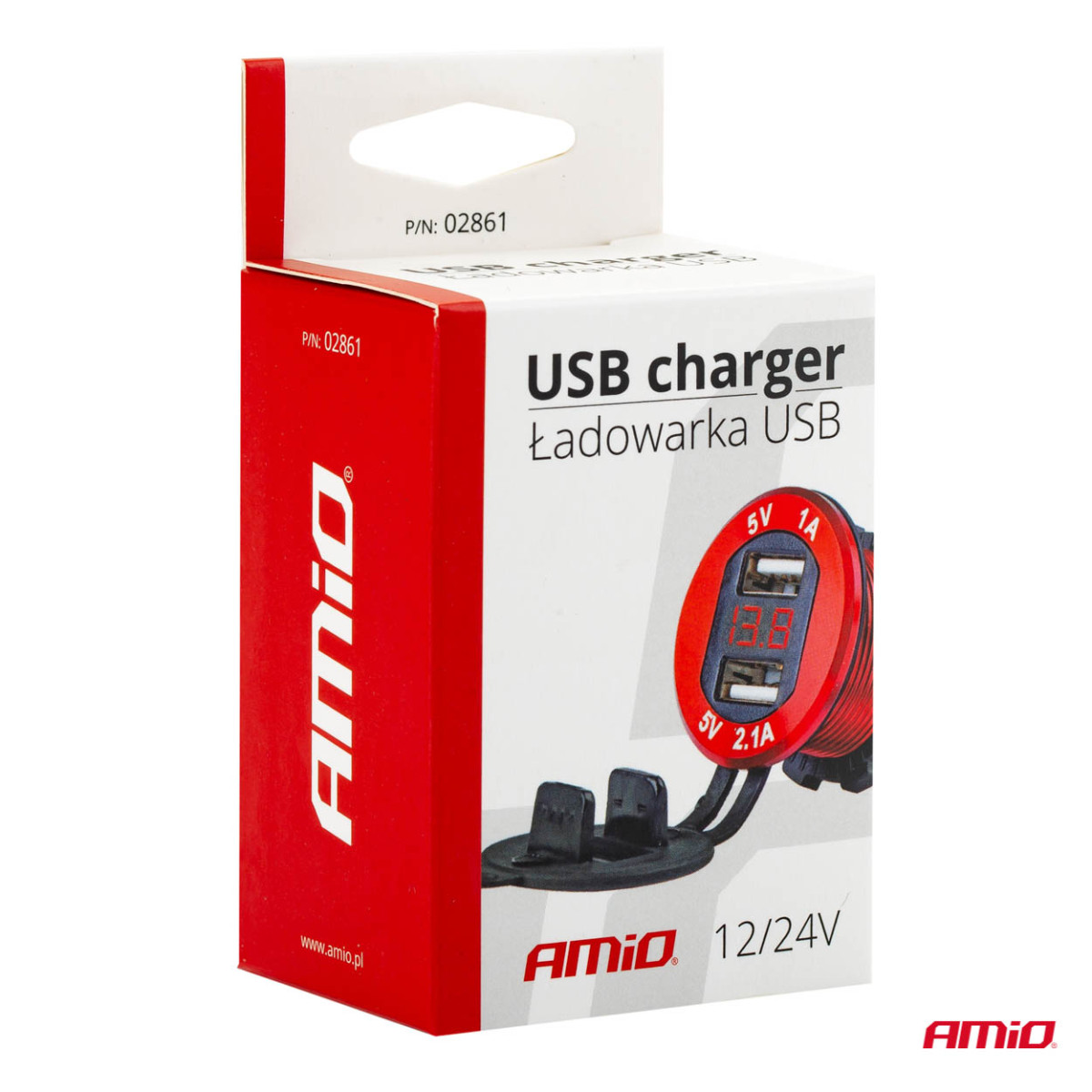 Vattentät telefonladdare med digital voltmeter 2xUSB 12/24V MOD-11