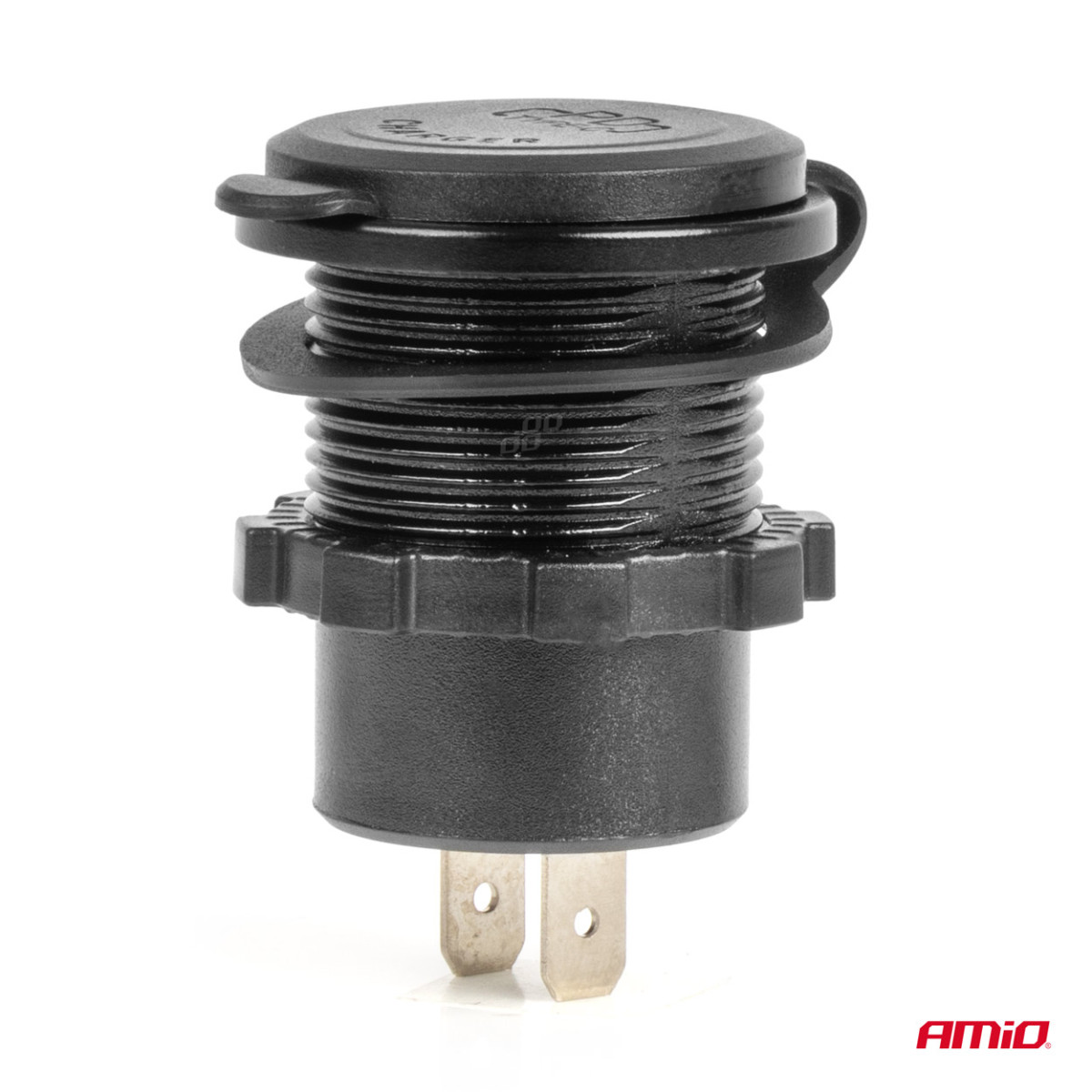 Vattentät telefonladdare med röd LED-belysning, 2xUSB-C 12/24V AMIO-04223