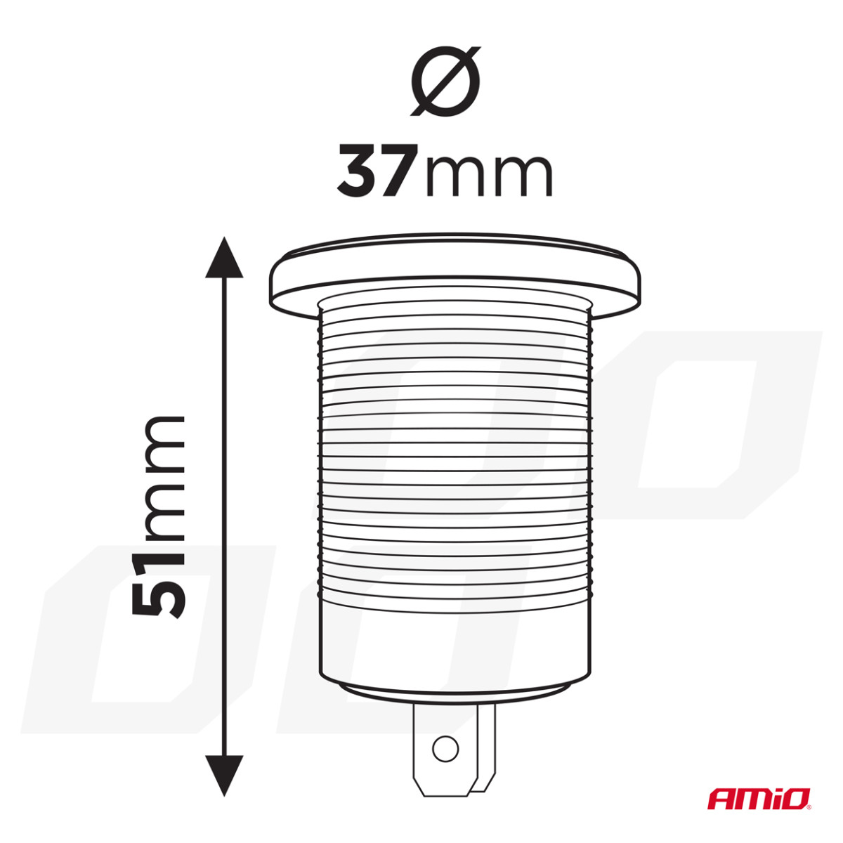 Vattentät telefonladdare med röd LED-belysning, USB + 2xUSB C QC3.0 12/24V AMIO-04227