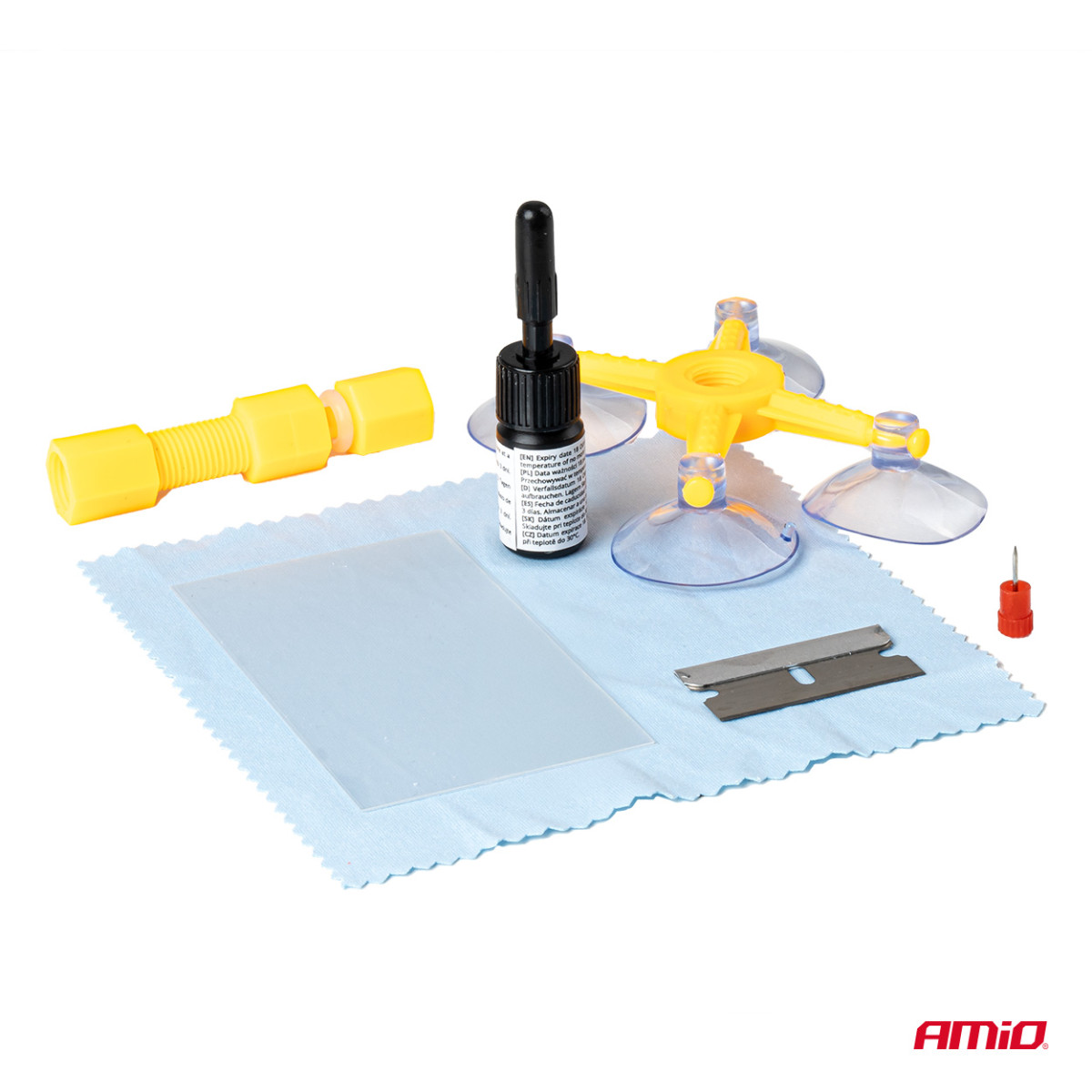 Vindrute reparationssats med applikator och sugkopp DIY AMIO-04792