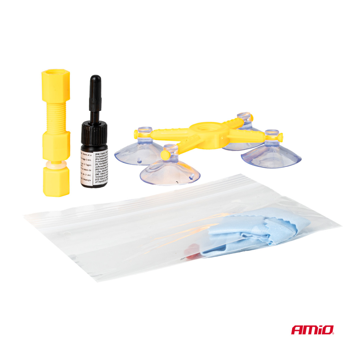 Vindrute reparationssats med applikator och sugkopp DIY AMIO-04792
